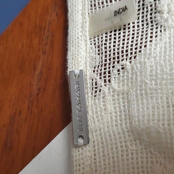 Elie Tahari Imelda‎ Blouse Womens Small S Lace Crochet Tassels Cream Tan Boho - Picture 10 of 13